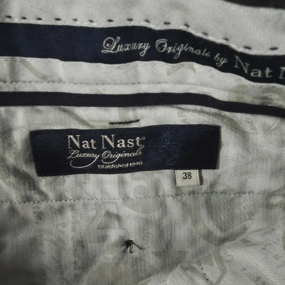 Nat Nast Pants Mens 38 Black Flat Front Silk Cotton Blend Luxury Originals Dress